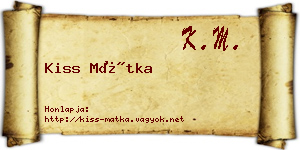 Kiss Mátka névjegykártya